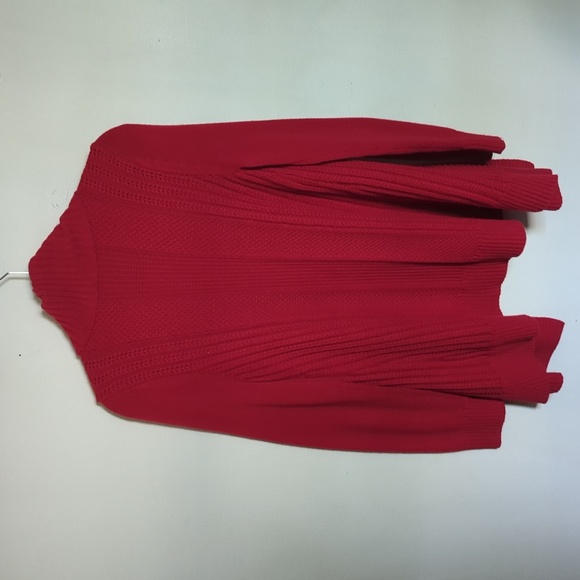 Charter Club Heavy Red Cable Knit Open Front Cardigan Women's Size M - Picture 2 of 4